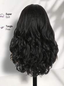 Women's Long Yaki Curly Half Wig, Fluffy Curly Synthetic Straight Hair Wig, Curly Ends, Suitable For DIY Hairstyles, Daily Wear (Black, 22 Inch) - Black - View 5