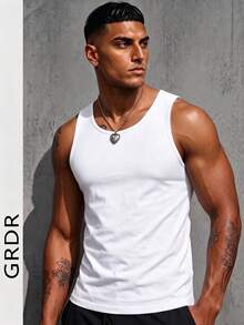 GRDR Men's Narrow Shoulder Tank Top, Fashionable For Summer - White - View 3