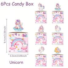 6pcs Paper Party Candy Boxes, Unicorn Mermaid Butterfly Theme Snack Gift Boxes, Suitable For Kids Birthday, Baby Shower, Gender Reveal, Wedding - View 11