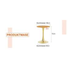 60 Cm Round Side Table / European Style Small Dining Table / MDF Dining Table / Non-Slip And Quiet Table Legs / Suitable For Living Room And Dining Room - 金色+木色 - 查看 9
