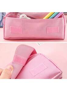 1pc Large Capacity Cartoon Pencil Case, Cute Pencil Box, Girly Pencil Case, Three-Layer Canvas, Fresh And Cute Pencil Case, First Day Of School - Multicolor - View 2