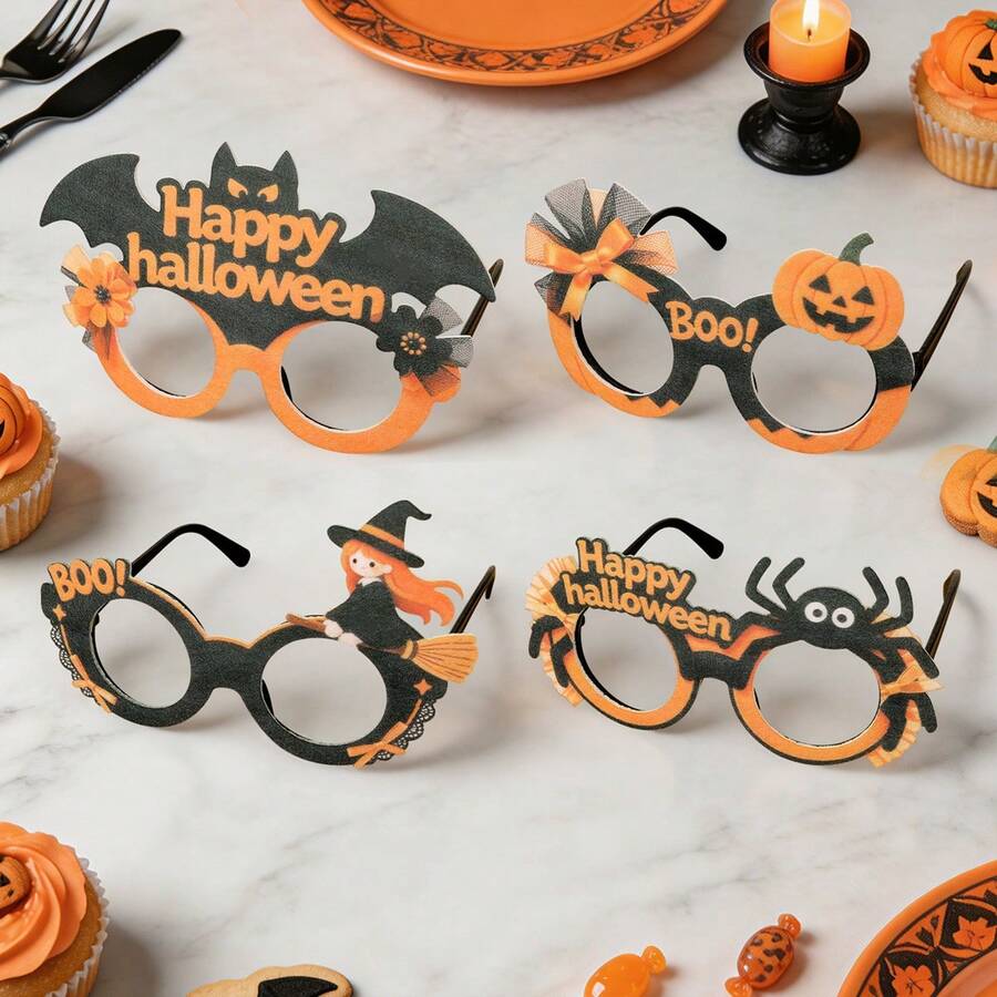 Halloween Party Costume Glasses, Pumpkin Spider Witch Bat Cute Funny Photo Props For Holiday Celebration - Multicolor - View 1