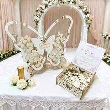 Elegant Butterfly Theme Guest Book Alternative Set - Suitable For Weddings, Graduations And More - Wooden Butterflies, Stand And Decorative Box - Princess Party And Holiday Decor - View 8