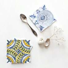 1 Set Patterned Square Design PET Non-Slip Coasters, Home Kitchen Decor Accessories, Cute And Affordable Small Items, Outdoor Garden Supplies, Suitable For Various Holiday Parties, Wedding Accessories, Thanksgiving, Back To School Season Decoration Gifts - PET-1907 - View 6