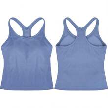 sphinx cat Top Deportivo Corto Acanalado para Mujer con Sujetador Incorporado, Top de Yoga con Espalda Cruzada, Corte Ajustado - Caqui - Ver 2