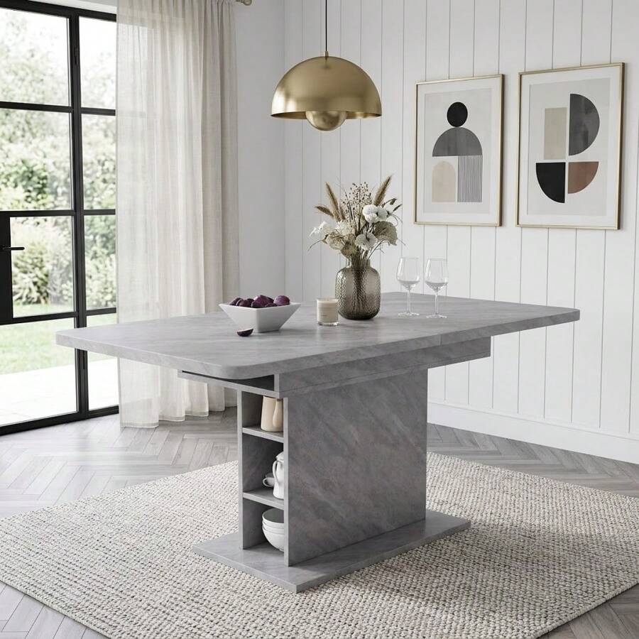 Extendable Dining Table / Modern, Minimalist Style Dining Table / With Storage Space / Dining Table/Café And Side Table / Multifunctional / Large Storage Space / Suitable For Dining Room And Living Room - 灰色 - 查看 1