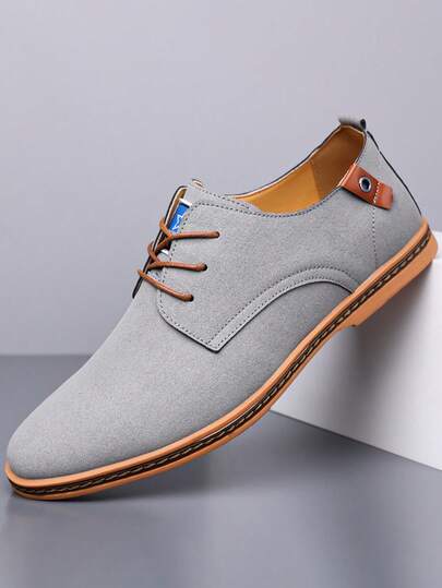 New Men's Solid Color Lace-Up Fashion Dress Shoes, Outdoor Versatile Men's Shoes, Business Commute Casual Shoes