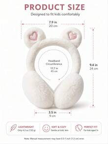 1pc 3-14Y Winter Children Cartoon Girls Ear Muffs, Cold-Proof Headwear Student Ear Protection Warm, Cute Heart-Shaped Ears, Suitable For Boys And Girls, Cold Winter - 1PCS - View 3