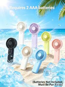 1pc Portable Battery Operated Fan (Battery Not Included) - Handheld Fan, Stroller Fan, Battery Operated Fan, Mini Desk Fan, Suitable For Travel, Commute, Office, Beach, Summer Essential, Compact Portable Handheld Fan (Requires 2 AAA Batteries) - Multicolor - View 11
