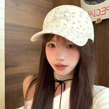 1pc New Soft Top Sun Protection Student Baseball Cap, Face-Slimming Korean Brand Embroidered Letter & Floral Baseball Cap, Versatile For Women - Multicolor - View 3