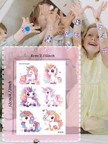 STARTTOOS 22 Sheets 137pcs Unicorn Temporary Tattoo Stickers, Cute Cartoon Waterproof Glitter Rainbow Unicorn Balloon Star Design Pattern Birthday Party Christmas Gift Event Holiday Party Set - Multicolor - View 7