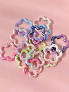 5/10pcs Random Color DIY Handmade Keychain, Small Flower Shape Design, Gradient Paint, Suitable For Handmade Bags, Doll Keychains - Gradient Color Small Flower Buckle - View 5