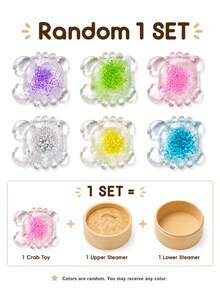 Juguete antiestrés de gelatina transparente y brillante con forma de cangrejo/langosta, estilo marisco, con estuche de vaporera tejida a juego, adorno de mesa con temática marina caprichosa, regalo atento para fiestas y vuelta al cole para coleccionistas de juguetes squishy. - Multicolor - Ver 12