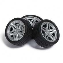 5 Sets Mini Rennwagen Reifen Tortenaufsätze, realistische Kunststoff Radnabe Dekoration, wiederverwendbare 3D runde Rennwagen Ornamente für Geburtstagstorte und Cupcake Dekoration - Mehrfarbig - Übersicht 5