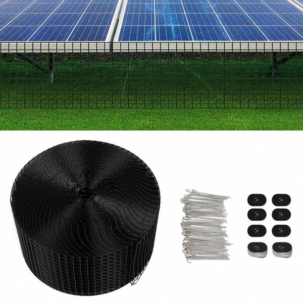 Solar Panel Guard, 6in X 100ft PVC Coated Wire Mesh Ith 70 Fastener Clips, Solar Panel Roof Protection Net For Squirrel,Bird,Critters Proofing