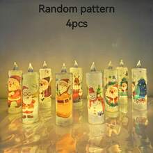 4pcs LED Electronic Candle Lights, Santa Claus Christmas Tree Decor Transparent Candle Night Light, Christmas Decor Candles, Create Christmas Atmosphere, Party Decor, Candle Model And Base Model, With Detachable Base (Pattern Random), Room Decor, Christmas Decor, Christmas Lights, Bedroom Decor, Home Decor, Party Decor, Holiday, Christmas Gift, Thanksgiving, Christmas Tree Decorations - Warm Color - View 14