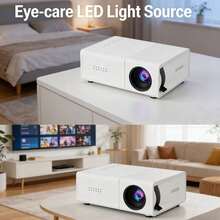 MOMAN Full HD 有線迷你便攜式投影機,無 WiFi/藍牙,有線手機連接,內建喇叭,EU/UK/US/AU 插頭,適用於居家、辦公室、旅行 - 白色 - 查看 4