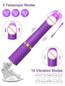 8.9 Inch Thrusting Vibrating Dildo Sex Toy, Automatic Telescoping Dildo Sex Machine, Realistic Penis G-Spot Vaginal Anal Stimulator, 10 Modes, With Handle And Suction Cup, Prostate Massager, Adult Sex Toy Game, Suitable For Women And Men - Purple - View 12
