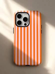 1pc Minimalist Artistic Colorful Striped Pattern 2-In-1 Protective Film, Film 2-In-1 Full Coverage Phone Hard Case, Anti-Drop Ultra-Thin Fit Protective Cover, This Phone Case Features A Smooth Surface And Dual-Layer Film Structure, Providing Glossy Anti-Drop Protective Shell Suitable For Apple 11/12/13/14/15/16/17 Pro Max - Multicolor - View 3