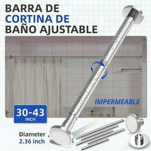 PEYMALERA 65-195 Adjustable Retractable Shower Curtain Rod - Silver - View 4