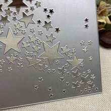 Metal Star Background Cutting Die, Five-Pointed Star Background Cutting Template, Embossing Die Template, Suitable For DIY Scrapbooking, Photo Album Decoration, Paper, Card Making And Other Scenarios. - Silver - View 3