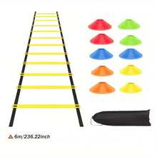 Yellow 12-section Agility Ladder + 10 Random Color Marker Discs Set