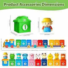 Farm Digital Building Blocks Train Toy Set 1-9 Number Storage House Animal Finger Puppets Combination, Assembling Pull-Along Blocks Car, Baby Math Cognition Early Education Educational Toy, Suitable For Boys And Girls 18 Months And Above, Parent-Child Interaction Gift - Multicolor - View 7