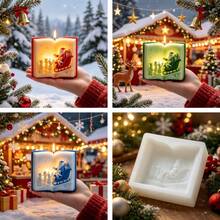 Christmas Book Shaped Silicone Mold, Santa Claus Sitting On Sleigh Delivering Gifts Embossed Aromatherapy Candle Mold, Mold For Making Holiday Christmas Book Shaped Aromatherapy Candles, Christmas Home Decor Accessories And Handmade Holiday Gifts - A - View 6