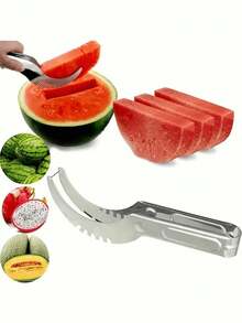 [3pcs Set Watermelon Slicer] 3pcs Easy-Cut Stainless Steel Watermelon Slicer, Watermelon Chunk Slicer, Watermelon Fruit Divider, Watermelon Ball Scooper, Summer Melon Eating Tool - Multicolor - View 8