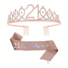 Juego de 2 piezas, 21º, 30º, 40º, 50º, 60º, 70º Cumpleaños Banda Corona Tocado, para Mujeres, Banda de Feliz Cumpleaños, 21º, 30º, 40º, 50º, 60º, 70º Regalos y Decoraciones para Fiesta de Cumpleaños - Multicolor - Ver 8