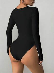imisic Robe moulante à manches longues et col V froncé. Le col est conçu avec un profond décolleté en V. C'est un vêtement de base ajusté, adapté pour le port en extérieur, avec un effet de mise en forme. Cette robe moulante à manches longues et col V est adaptée pour les sports, la maison et les activités quotidiennes. - Noir - Voir 7