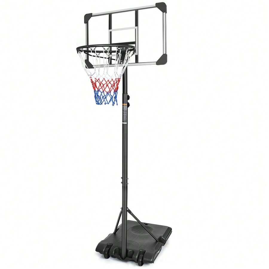 Portable Basketball Goal System With Stable Base And Wheels, Use For Indoor Outdoor Teenagers Youth Height Adjustable 5.6 To 7ft Basketball Hoop 28 Inch Backboard - Transparent + Iron - View 1