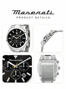 Maserati Seiko VD33 日系機芯 三盤日期與24小時顯示 43mm 拋光不鏽鋼休閒賽車正裝腕錶 R8853151010 - 銀色 - 查看 5