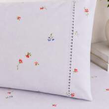 Double Sheet Set With Elastic, 3 Pieces, 100% Cotton, Pillowcase With Stick Stitch Detail, Printed Bed Linens - Hoa đẹp - Xem 4