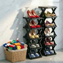 Multi-Layer Narrow Shoe Storage Rack, Foldable X-Shaped Shoe Organizer, Space-Saving Vertical Shoe Rack, Suitable For Entryway, Hallway, Bedroom, Apartment - Multicolor - View 2