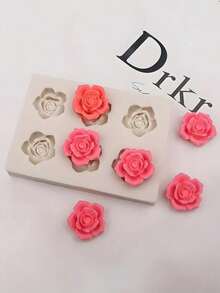6-Hole 3D Rose Silicone Mold, Multi Use Flower Mold For Scented Candle Handmade Soap Chocolate Candy Fondant DIY Cake Baking Kitchen Tools - Multicolor - View 6
