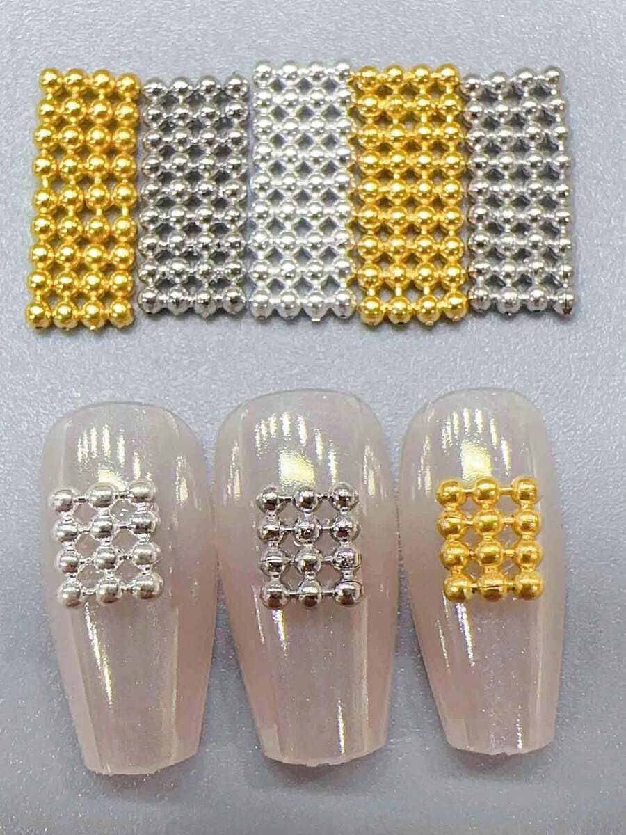 KIRAME 10 Peças 5*10mm Encantos de Unhas Japoneses em Formato de Placa Oca Prateada, Arte de Unhas em Casa, Salão de Unhas, Fornecedores de Unhas, Coisas de Unhas, Natal, Verão & Viagem, Presentes de Festival