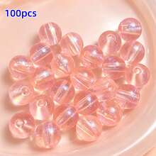 100顆 10mm 壓克力多色美人魚珠－幻彩圓形散珠，適用於DIY手鍊、項鍊與鑰匙圈珠寶製作，激發手工設計靈感 - 彩色 - 查看 16