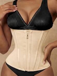1Pc Colombian Waist Trainer,Waist Cincher Zipper Front Compression Bustier, Women Shapewear, Curves - Multicolor - View 24