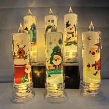4pcs LED Electronic Candle Lights, Santa Claus Christmas Tree Decor Transparent Candle Night Light, Christmas Decor Candles, Create Christmas Atmosphere, Party Decor, Candle Model And Base Model, With Detachable Base (Pattern Random), Room Decor, Christmas Decor, Christmas Lights, Bedroom Decor, Home Decor, Party Decor, Holiday, Christmas Gift, Thanksgiving, Christmas Tree Decorations - Warm Color - View 10