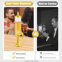 3 Liters Tower Beer Dispenser Beverage Beverage Ice Tube Tap Water Bar Party LED Lights Icicle - - Default - View 7