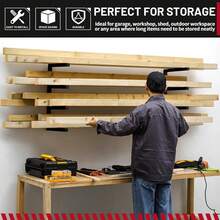 Wood Organizer And Lumber Storage Rack Wall Mount, Heavy Duty Metal Shelf With 4-Level Holds Up 800 LBS, Indoor & Outdoor Use For Shed, Workshop, Garage - Black - View 8