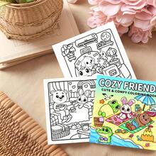 1 Stück bequemes Malbuch für Kinder mit Freunden, mit niedlichen flauschigen Tieren wie Bären und Welpen und ihrer engen Freundschaft, dickem Liniendesign, 24 Seiten aus dickem Papier, geeignet zur Förderung von Kreativität und künstlerischem Interesse, Malbuch zur Entspannung für Erwachsene, perfektes Geschenk für Geburtstag, Weihnachten, Thanksgiving und Ostern - Malbuch zum Thema "Freunde fürs Leben" - Übersicht 5