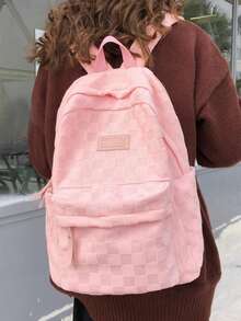 Mochila para estudiantes de secundaria/universidad/primaria, gran capacidad, multifuncional, estilo minimalista, múltiples colores disponibles, mochila escolar - Rosa - Ver 5