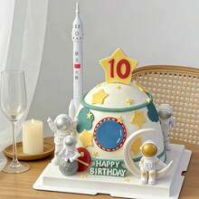 3pcs Exquisite Astronaut Decorative Figurines, ABS Material, Outdoor Garden Home Living Room Desktop Decoration, Birthday Cake Party Decoration Accessories - Star - View 5