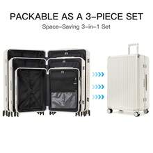 PC Hard Shell Luggage Suitcase With Cup Holder 20 Inch Cabin 24 Inch Medium 28 Inch Large Zip Free Aluminium Frame TSA Lock 3 Piece Luggage Set White - White - View 12