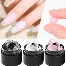 MEET ACROSS 3件組 8ml 透明白色粉色不黏手延長凝膠指甲油，附雙頭矽膠筆 3D 造型，指甲藝術固態奶白色果凍硬凝膠，適用假指甲雕花指甲藝術，丙烯酸凝膠上釉建構凝膠，居家沙龍操作簡單 - 彩色 - 查看 3