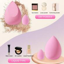 12Pcs Pink Makeup Sponge & Powder Puff Combo Set, Multi-Size Teardrop Blending Sponges, Heart Square Finger Puffs & Triangle Velvet Puffs, Wet Dry Dual Use For Foundation, Concealer & Loose Powder - Multicolor - View 9
