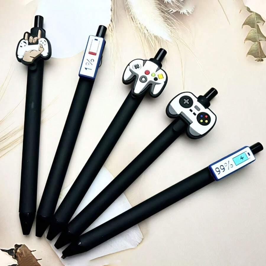 5pcs/10pcs Of Game-Themed Ballpoint Pens, Black And White Color Matching - Suitable For Office, Game Activities, Co-Worker Gifts - Event Giveaways - Sets - View 1