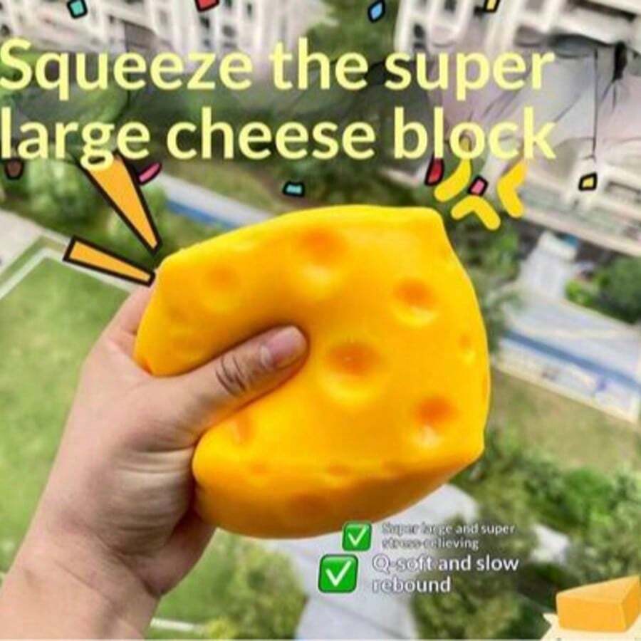 Cheese Shaped Squishy Stress Relief Toy, Square Slow Rebound Squeezable Pressure Release Toy, Portable Pocket Stress Relief Accessory, Popular Sweet Gift Choice For Christmas And Holiday Celebrations